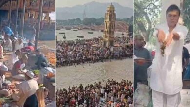 Photo of तर्पण के लिए हरिद्वार में उमड़ी भीड़, असम के सीएम ने नारायणी शिला में की पूजा
